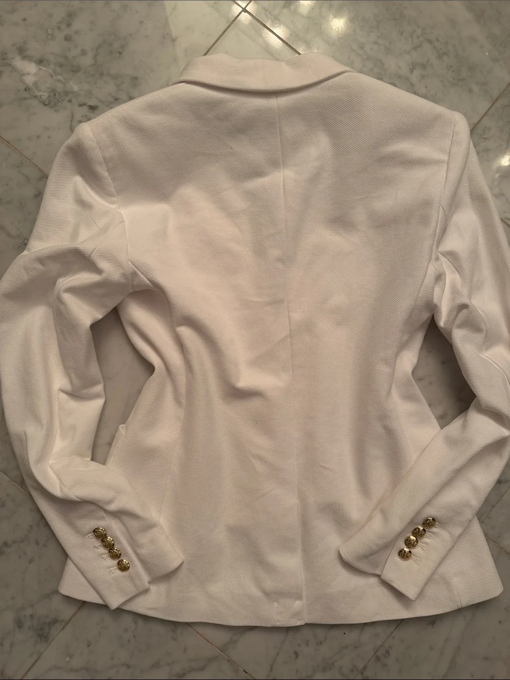 Ralph Lauren White Bullion Jacquard Blazer w/ Gold Embroidery & Buttons